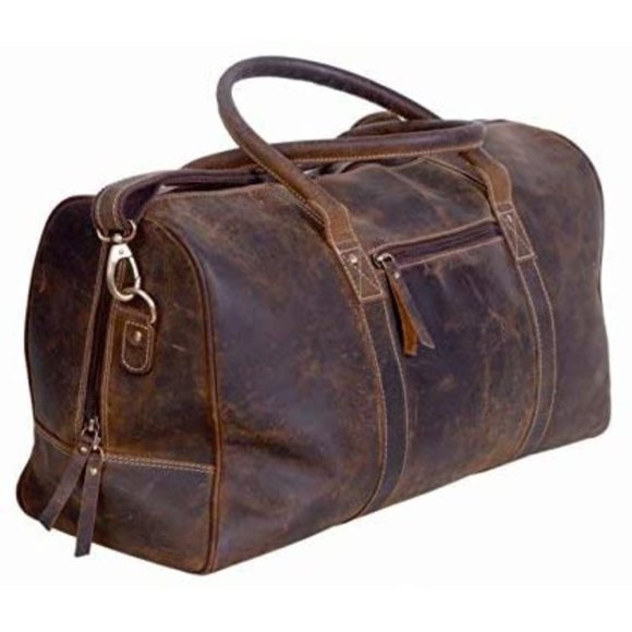 Travel Duffel Bag Full Grain Leather Overnight Weekend Leather Bag Gym Duffle. - Picture 6 of 7